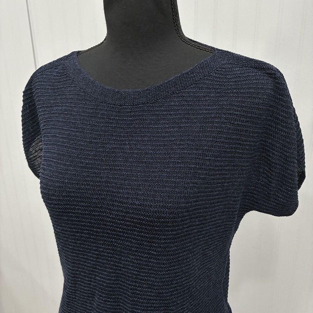 Ines De La Fressange Women's Small Blue Linen Blend Short Sleeve Blouse Luxury - Picture 2 of 6